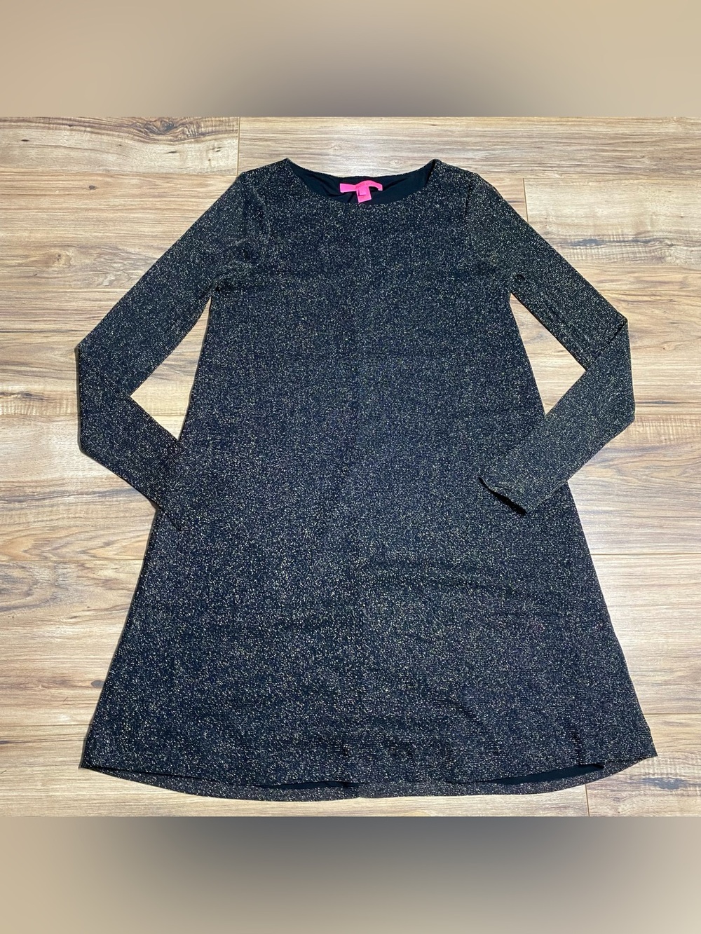 Women’s Lily Pulitzer Black & Gold Long Sleeve Dress with Mesh Arms